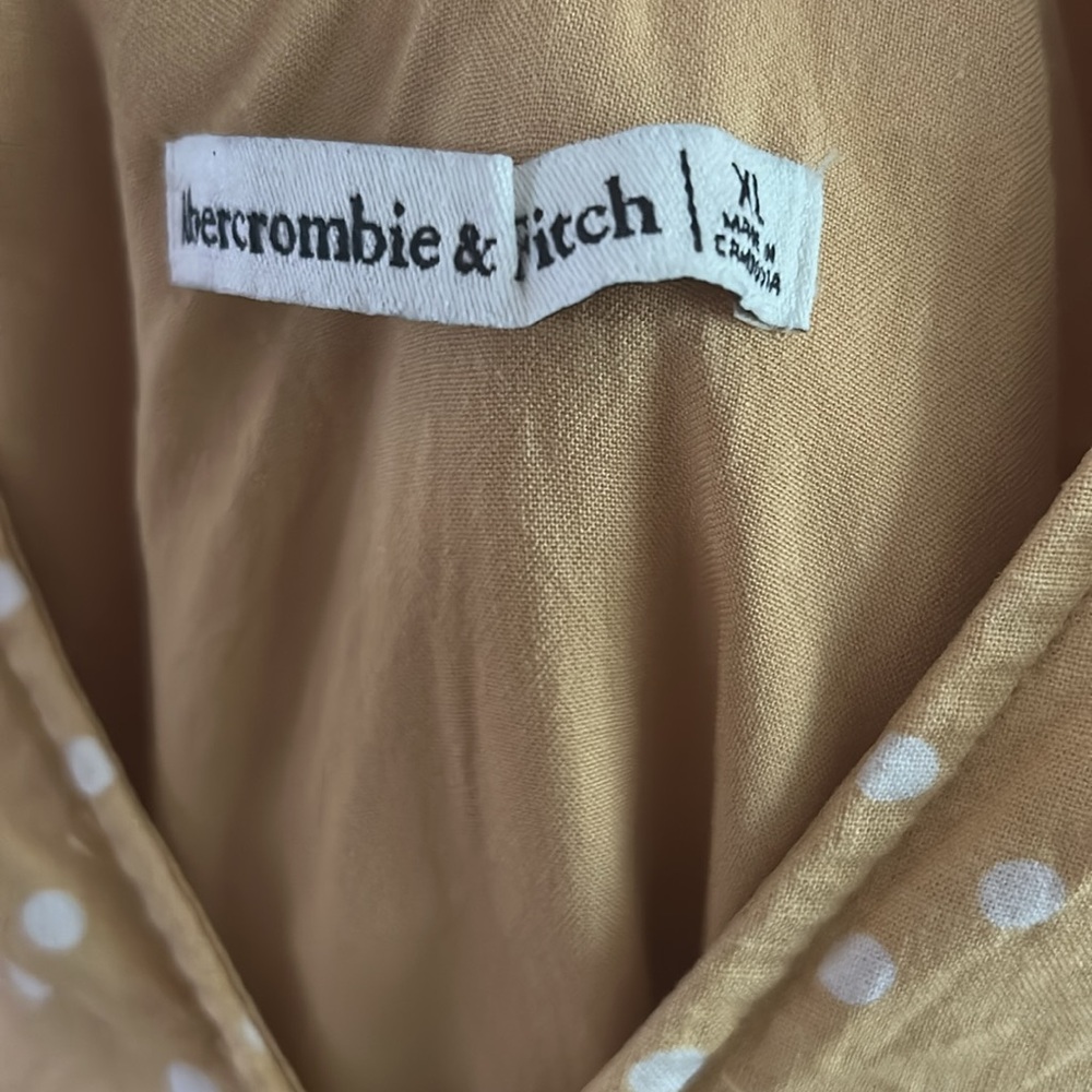ABERCROMBIE & FITCH Yellow Polka Dot Linen Blend Dress Womens XL - Picture 3 of 8